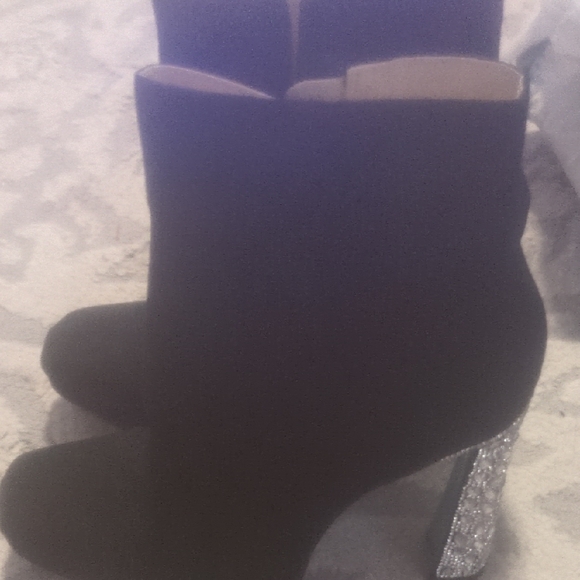 Betsey Johnson Shoes - Betsey Johnson Black Boots with Shimmering Silver Heel